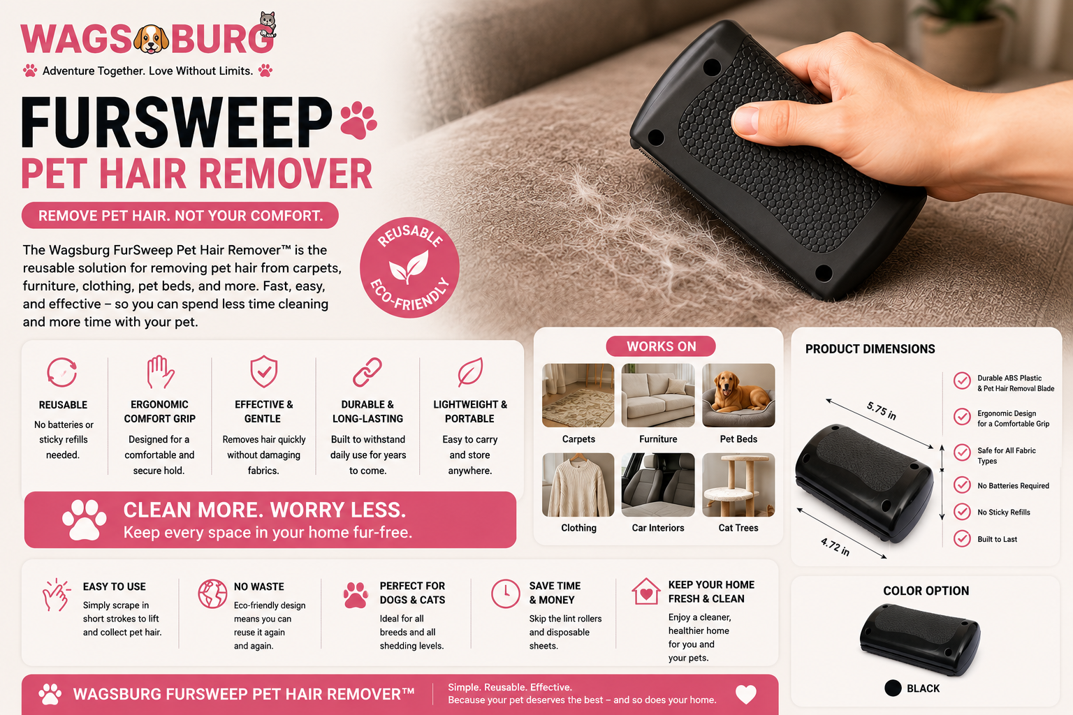 Wagsburg FurSweep Pet Hair Remover