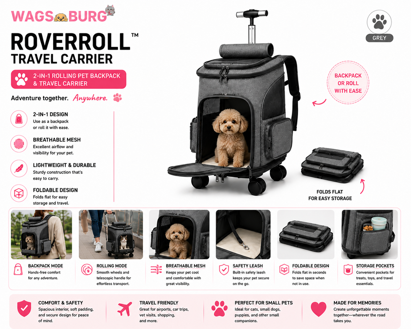 Wagsburg RoverRoll Travel Carrier