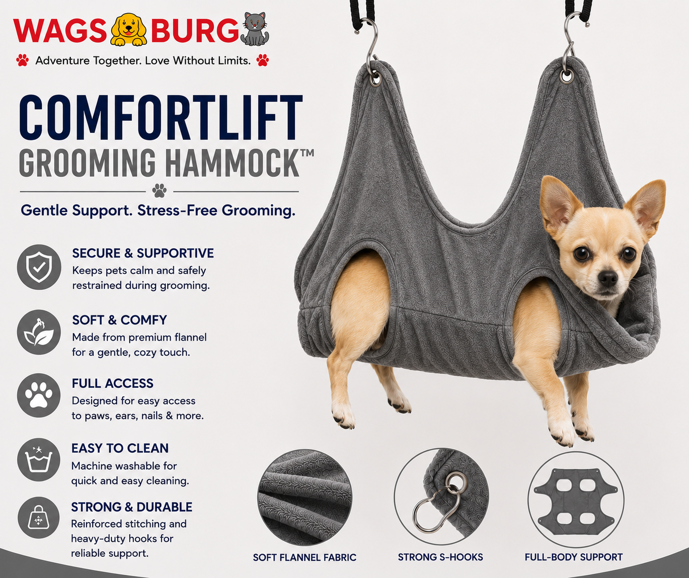 Wagsburg ComfortLift Grooming Hammock